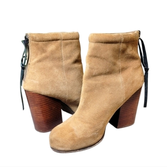 Jeffrey Campbell Rumble suede booties tan heel back zipper Size 8 - Picture 16 of 16